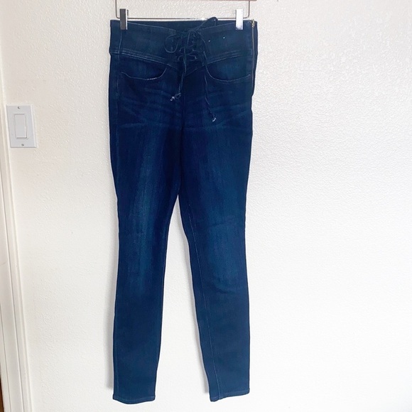 Express Dark Wash Tight Front High Waisted Skinny Jean Stretch Legging - Picture 1 of 12